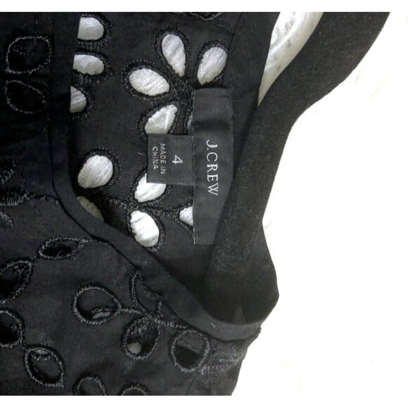 J CREW Black Embroidered Eyelet Bell Sleeve Shift Dress Size 4 Dark Fairy Boho - Picture 8 of 11